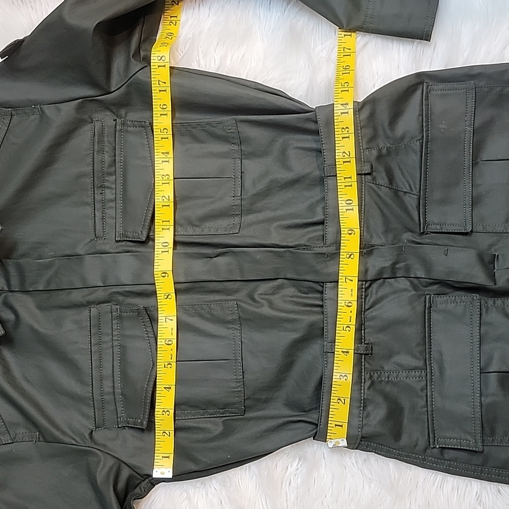 NWOT | ZARA | Olive Green Coated Cargo Dress - Picture 9 of 10